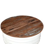 vidaXL Măsuță de cafea în formă de butoi alb lemn masiv reciclat