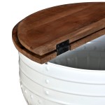 vidaXL Măsuță de cafea în formă de butoi alb lemn masiv reciclat