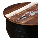 vidaXL Măsuță de cafea în formă de butoi negru lemn masiv reciclat
