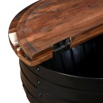 vidaXL Măsuță de cafea în formă de butoi negru lemn masiv reciclat
