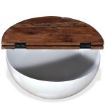 vidaXL Set măsuțe cafea, 2 piese, alb, lemn masiv reciclat, formă bol