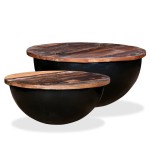 vidaXL Set măsuțe cafea, 2 piese, negru, lemn masiv reciclat formă bol vidaXL Set măsuțe cafea, 2 piese, negru, lemn masiv reciclat formă bol