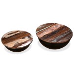 vidaXL Set măsuțe cafea, 2 piese, negru, lemn masiv reciclat formă bol vidaXL Set măsuțe cafea, 2 piese, negru, lemn masiv reciclat formă bol