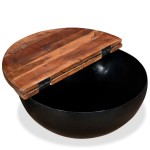 vidaXL Set măsuțe cafea, 2 piese, negru, lemn masiv reciclat formă bol vidaXL Set măsuțe cafea, 2 piese, negru, lemn masiv reciclat formă bol