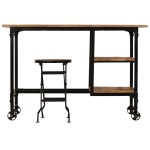 vidaXL Birou cu scaun pliabil, lemn masiv de mango, 115 x 50 x 76 cm vidaXL Birou cu scaun pliabil, lemn masiv de mango, 115 x 50 x 76 cm