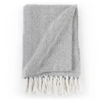 vidaXL Pătură decorativă model spic, bumbac, 220 x 250 cm, gri vidaXL Pătură decorativă model spic, bumbac, 220 x 250 cm, gri