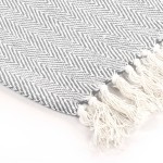 vidaXL Pătură decorativă model spic, bumbac, 220 x 250 cm, gri vidaXL Pătură decorativă model spic, bumbac, 220 x 250 cm, gri