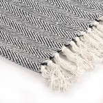 vidaXL Pătură decorativă model spic, bumbac, 125 x 150 cm, bleumarin vidaXL Pătură decorativă model spic, bumbac, 125 x 150 cm, bleumarin
