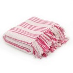 vidaXL Pătură decorativă cu dungi, bumbac, 125 x 150 cm, roz și alb vidaXL Pătură decorativă cu dungi, bumbac, 125 x 150 cm, roz și alb