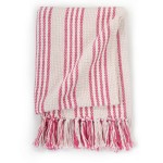 vidaXL Pătură decorativă cu dungi, bumbac, 125 x 150 cm, roz și alb vidaXL Pătură decorativă cu dungi, bumbac, 125 x 150 cm, roz și alb