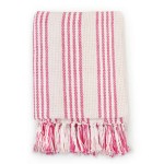 vidaXL Pătură decorativă cu dungi, bumbac, 220 x 250 cm, roz și alb vidaXL Pătură decorativă cu dungi, bumbac, 220 x 250 cm, roz și alb