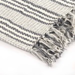 vidaXL Pătură decorativă cu dungi, bumbac, 125 x 150 cm, gri și alb