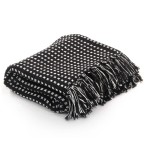 vidaXL Pătură decorativă cu pătrățele, bumbac, 125 x 150 cm, negru vidaXL Pătură decorativă cu pătrățele, bumbac, 125 x 150 cm, negru