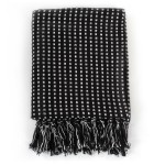 vidaXL Pătură decorativă cu pătrățele, bumbac, 160 x 210 cm, negru
