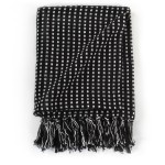 vidaXL Pătură decorativă cu pătrățele, bumbac, 220 x 250 cm, negru
