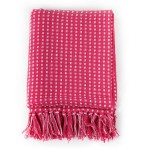 vidaXL Pătură decorativă cu pătrățele, bumbac, 220 x 250 cm, roz vidaXL Pătură decorativă cu pătrățele, bumbac, 220 x 250 cm, roz