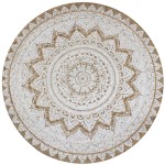 vidaXL Covor din iută împletită cu imprimeu, 90 cm, rotund vidaXL Covor din iută împletită cu imprimeu, 90 cm, rotund