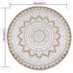 vidaXL Covor din iută împletită cu imprimeu, 90 cm, rotund vidaXL Covor din iută împletită cu imprimeu, 90 cm, rotund