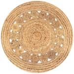 vidaXL Covor din iută cu design împletit, 90 cm rotund vidaXL Covor din iută cu design împletit, 90 cm rotund