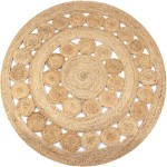 vidaXL Covor din iută cu design împletit, 120 cm rotund vidaXL Covor din iută cu design împletit, 120 cm rotund