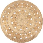 vidaXL Covor din iută cu model împletit, 150 cm rotund vidaXL Covor din iută cu model împletit, 150 cm rotund