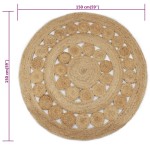 vidaXL Covor din iută cu model împletit, 150 cm rotund vidaXL Covor din iută cu model împletit, 150 cm rotund