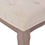 vidaXL Bancă, alb crem, 110x38x48 cm, pânză și lemn masiv