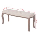 vidaXL Bancă, alb crem, 110x38x48 cm, pânză și lemn masiv