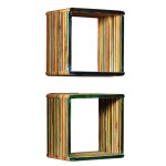 vidaXL Set rafturi de perete 3 buc. Tec masiv reciclat Multicolor