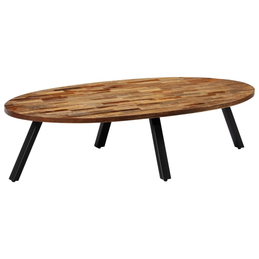vidaXL Măsuță de cafea, tec masiv reciclat, oval, 120 x 60 x 30 cm