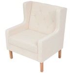 vidaXL Fotoliu, alb crem, material textil