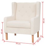 vidaXL Fotoliu, alb crem, material textil