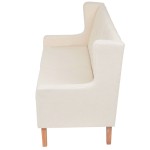vidaXL Canapea cu 2 locuri, material textil, alb crem