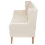 vidaXL Canapea cu 3 locuri, material textil, alb crem