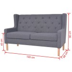 vidaXL Canapea cu 2 locuri, material textil, gri
