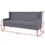 vidaXL Canapea cu 3 locuri, material textil, gri