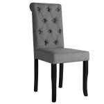 vidaXL Scaune de bucătărie, 2 buc., gri închis, material textil