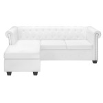 vidaXL Canapea Chesterfield în formă de L, piele artificială, alb vidaXL Canapea Chesterfield în formă de L, piele artificială, alb