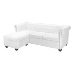 vidaXL Canapea Chesterfield în formă de L, piele artificială, alb vidaXL Canapea Chesterfield în formă de L, piele artificială, alb