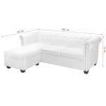 vidaXL Canapea Chesterfield în formă de L, piele artificială, alb vidaXL Canapea Chesterfield în formă de L, piele artificială, alb
