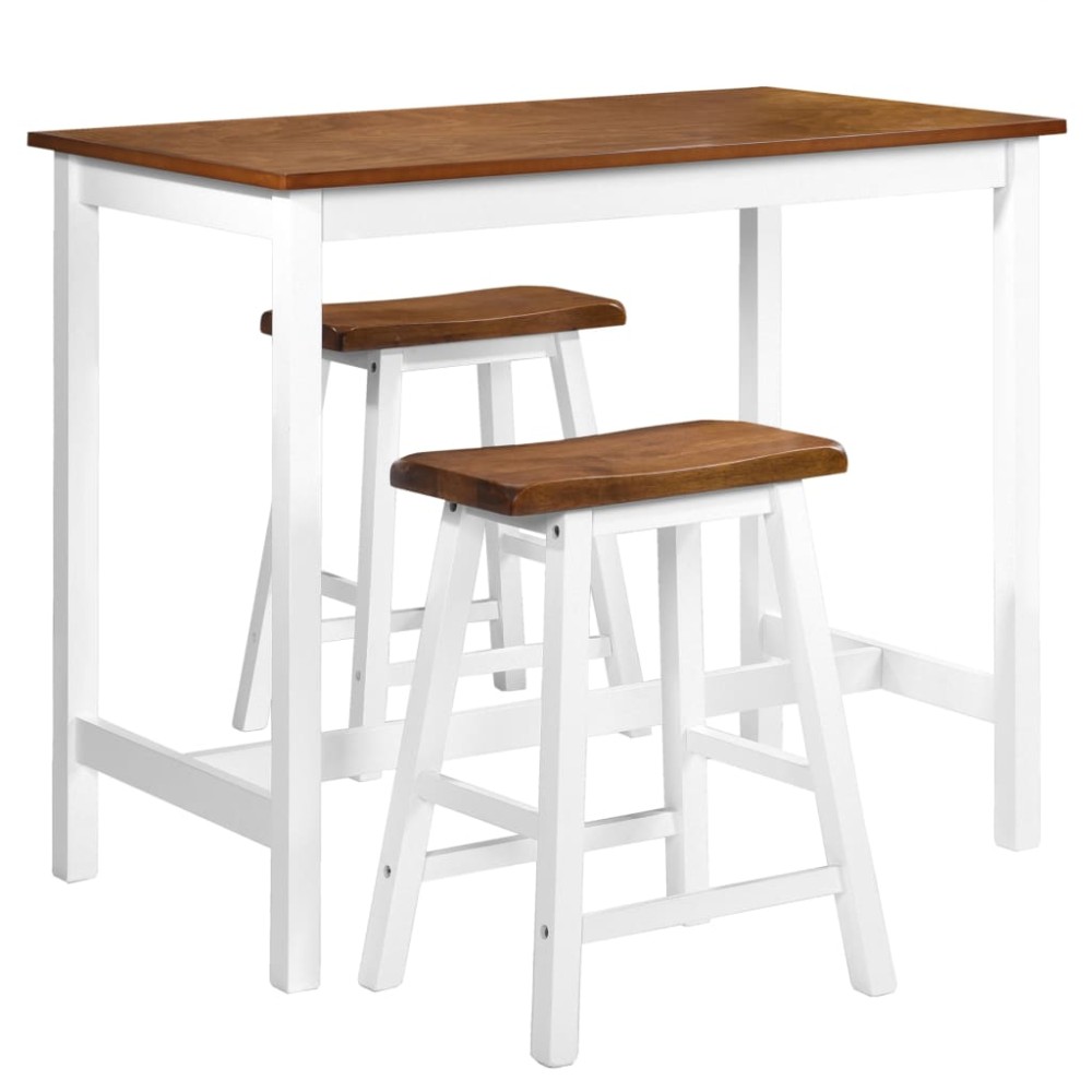 vidaXL Set mobilier tip bar, masă și scaune, 3 piese, lemn masiv