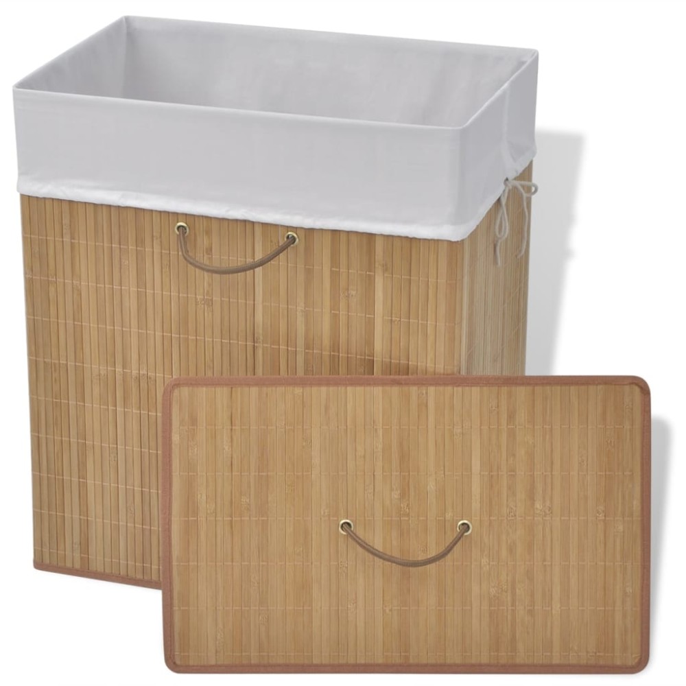 vidaXL Coș de rufe din Bambus Dreptunghiular, Natural