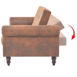 vidaXL Canapea extensibilă cu cotiere/2 locuri, maro, velur artificial