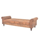 vidaXL Canapea extensibilă cu cotiere/2 locuri, maro, velur artificial