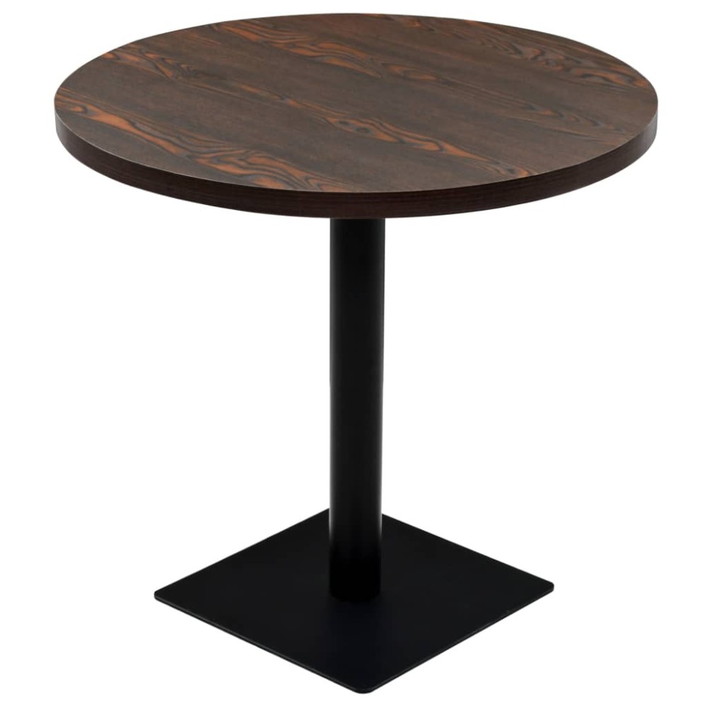 vidaXL Masă bistro, MDF și oțel, rotundă, 80x75 cm, Cenușiu închis