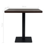 vidaXL Masă bistro, MDF și oțel, pătrată, 80x80x75 cm, Cenușiu închis