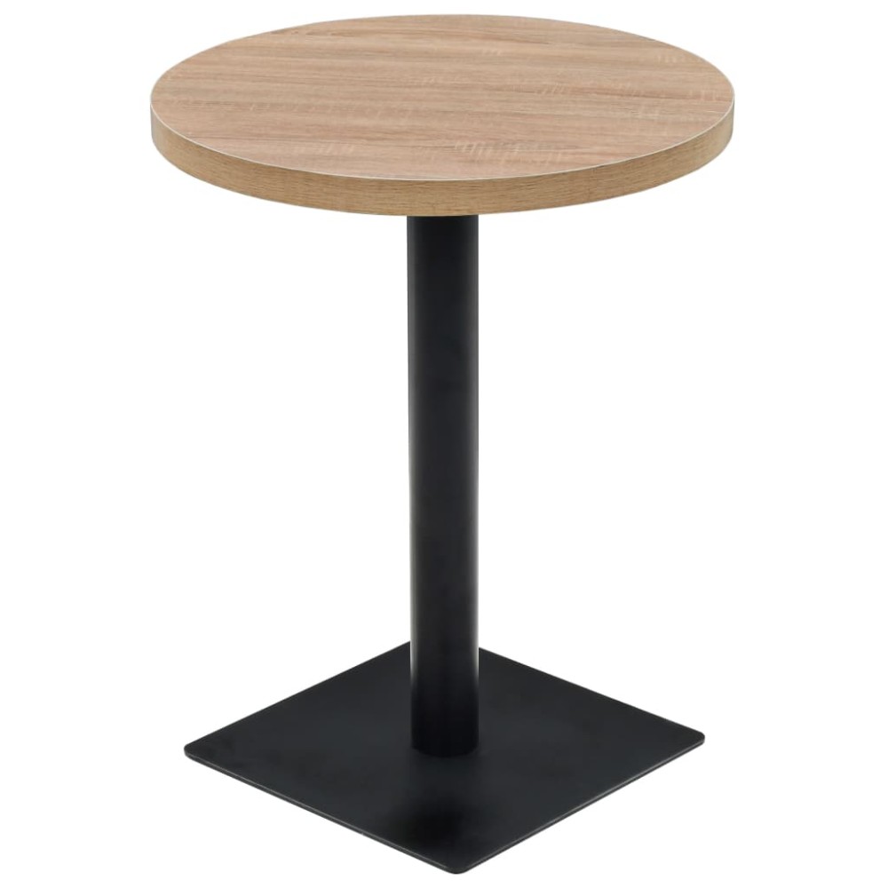 vidaXL Masă bistro, MDF și oțel, rotundă, 60x75 cm, culoare stejar