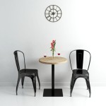 vidaXL Masă bistro, MDF și oțel, rotundă, 60x75 cm, culoare stejar vidaXL Masă bistro, MDF și oțel, rotundă, 60x75 cm, culoare stejar