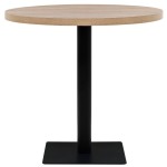 vidaXL Masă bistro, MDF și oțel, rotundă, 80x75 cm, culoare stejar
