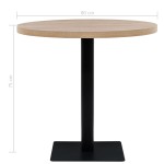 vidaXL Masă bistro, MDF și oțel, rotundă, 80x75 cm, culoare stejar